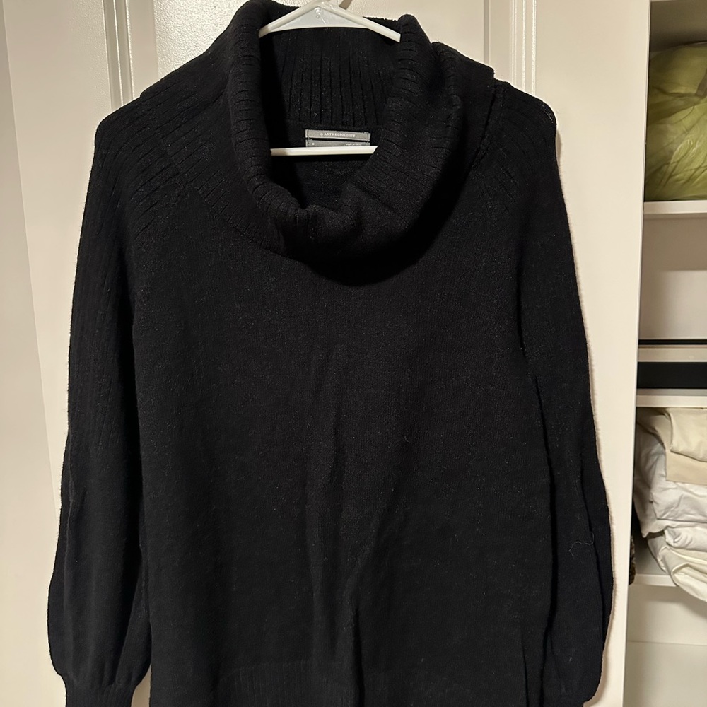 Women's Anthropologie Black Cowl Neck Tunic Sweater
